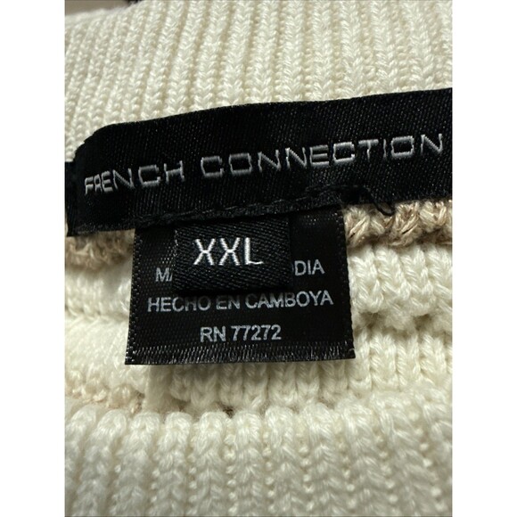NEW French Connection Women's Sleeveless Sweater Size XXL Ivory/Tan Knit - Picture 3 of 8